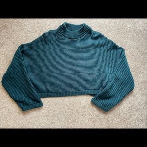 Express size large green cropped sweater